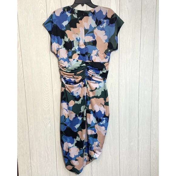 Alexia Admor Genesis Draped Dress Blue Multicolor Size Large NWOT - Picture 5 of 5